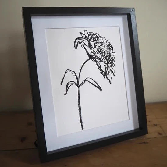 Peony Art Print | Monochrome Peony Art |