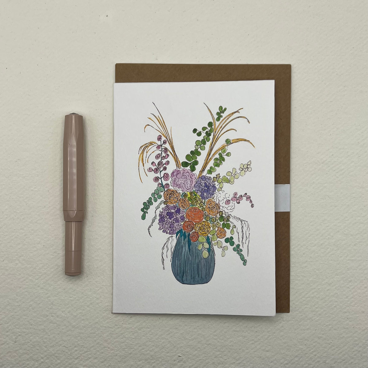 Eloise floral vase greeting card | floral notelet
