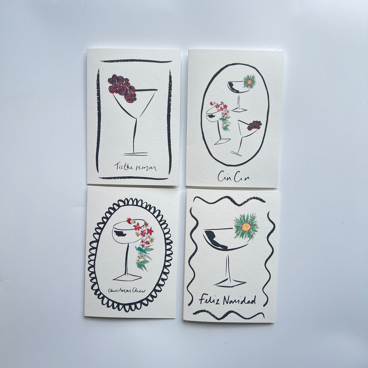 Feliz Navidad Celebration Christmas Card | Christmas Card | Christmas Floral Cocktail Card
