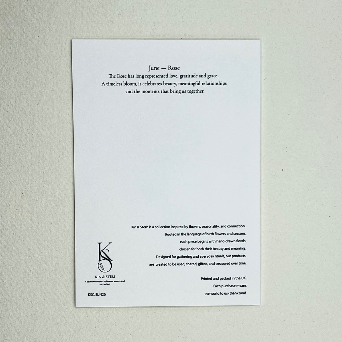 June Birth Card - Rose