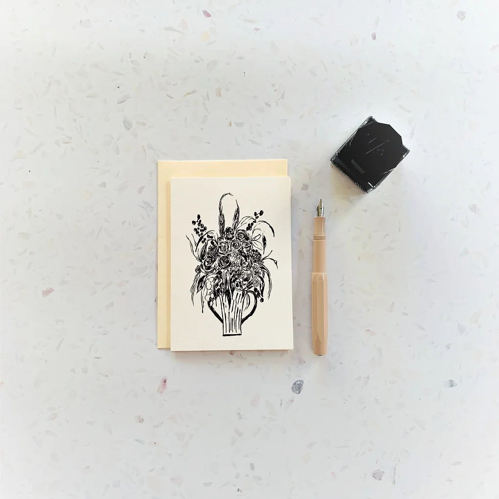 Monochrome Full Bouquet Greeting Card