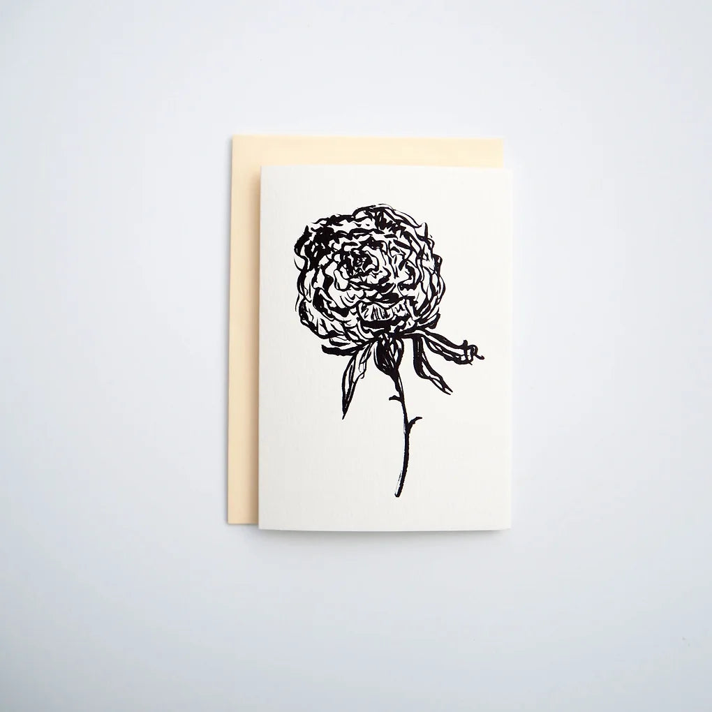 Open Peony Greeting Card | Peony Art Card