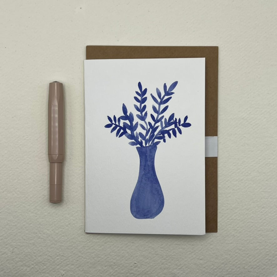 Blue 02 floral vase card | floral notelet