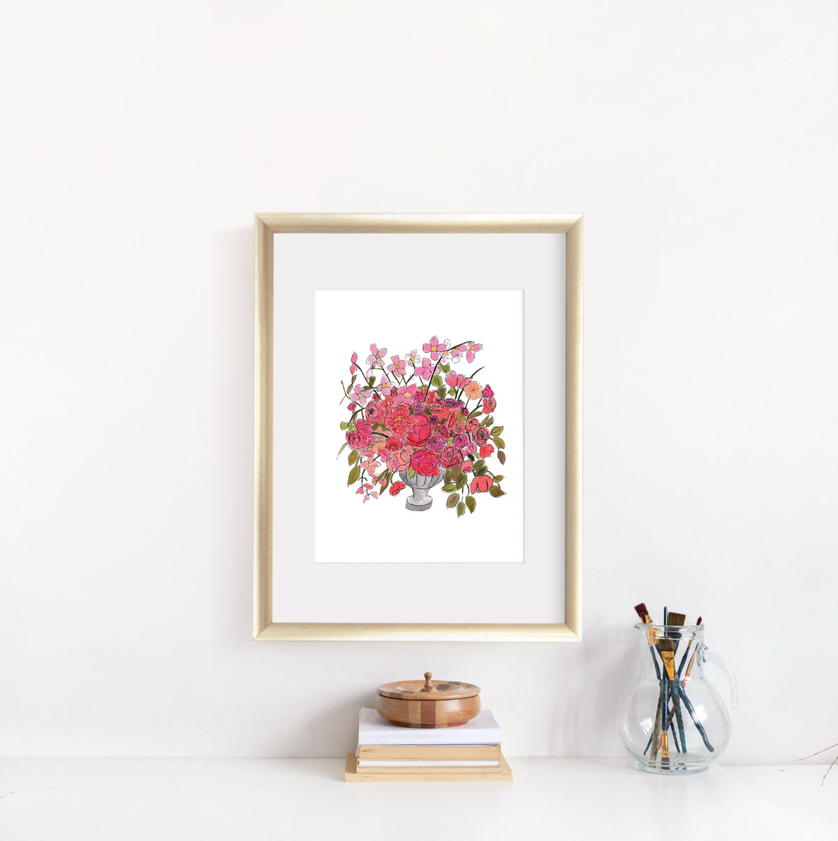 Pink Floral Table Display Wall art