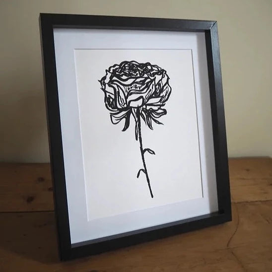 Rose Artwork | Monochrome Rose Print | rose wall art