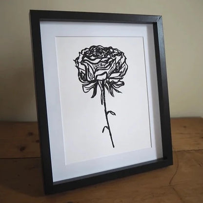 Rose Artwork | Monochrome Rose Print | rose wall art