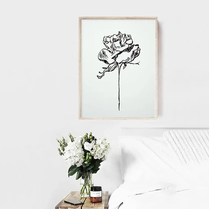 Rose Print | Rose Artwork | monochrome rose art print