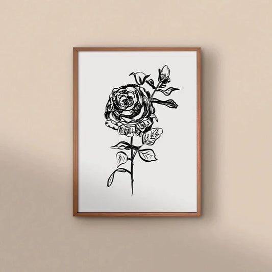 Rose Art Print | Monochrome Rose Art Print | Rose Artwork