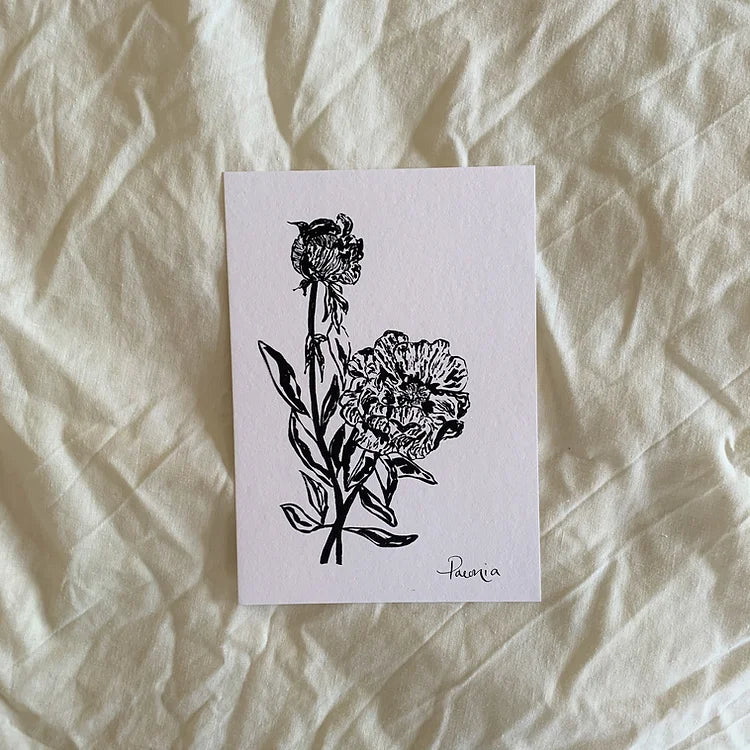 Paeonia Print | Floral Art Print | Monochrome Floral Art |