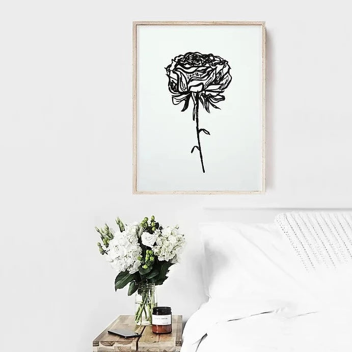 Rose Artwork | Monochrome Rose Print | rose wall art