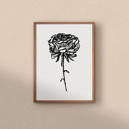 Rose Artwork | Monochrome Rose Print | rose wall art