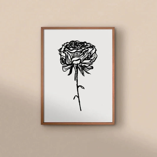 Rose Artwork | Monochrome Rose Print | rose wall art