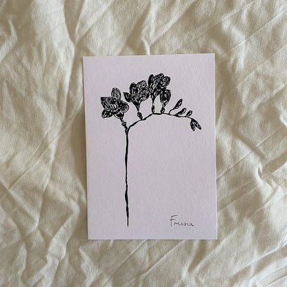 Freesia Art Print | Monochrome Freesia Print