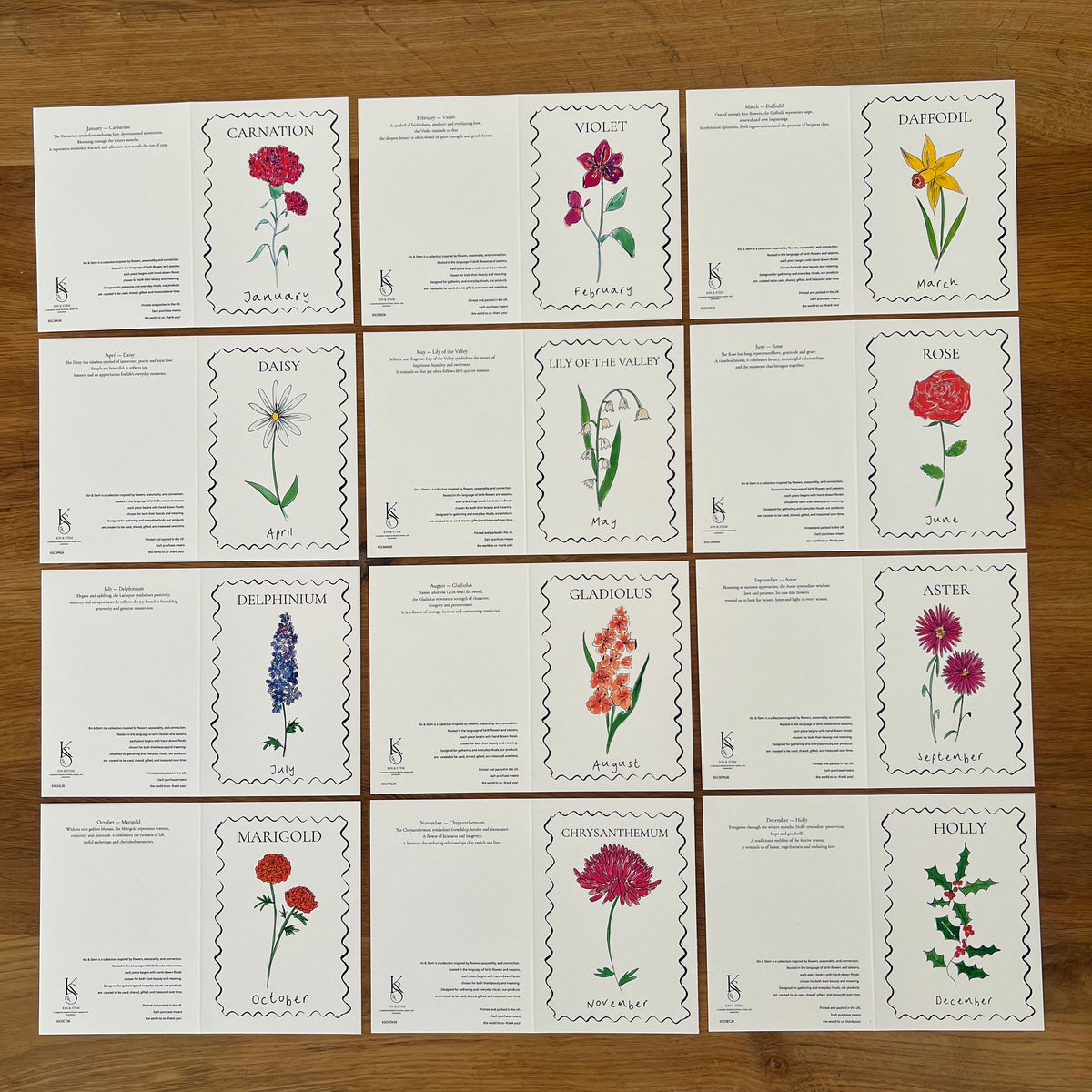 Birth Flower Card Collection - 12 Pack