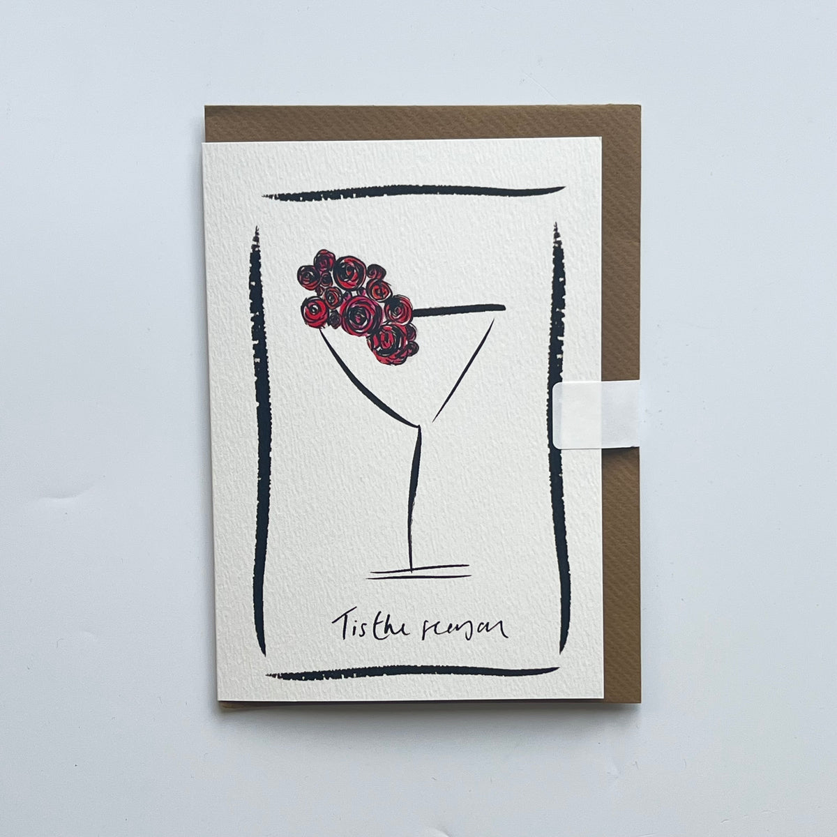 Tis the Season Christmas Card | Floral Cocktail Christmas Card