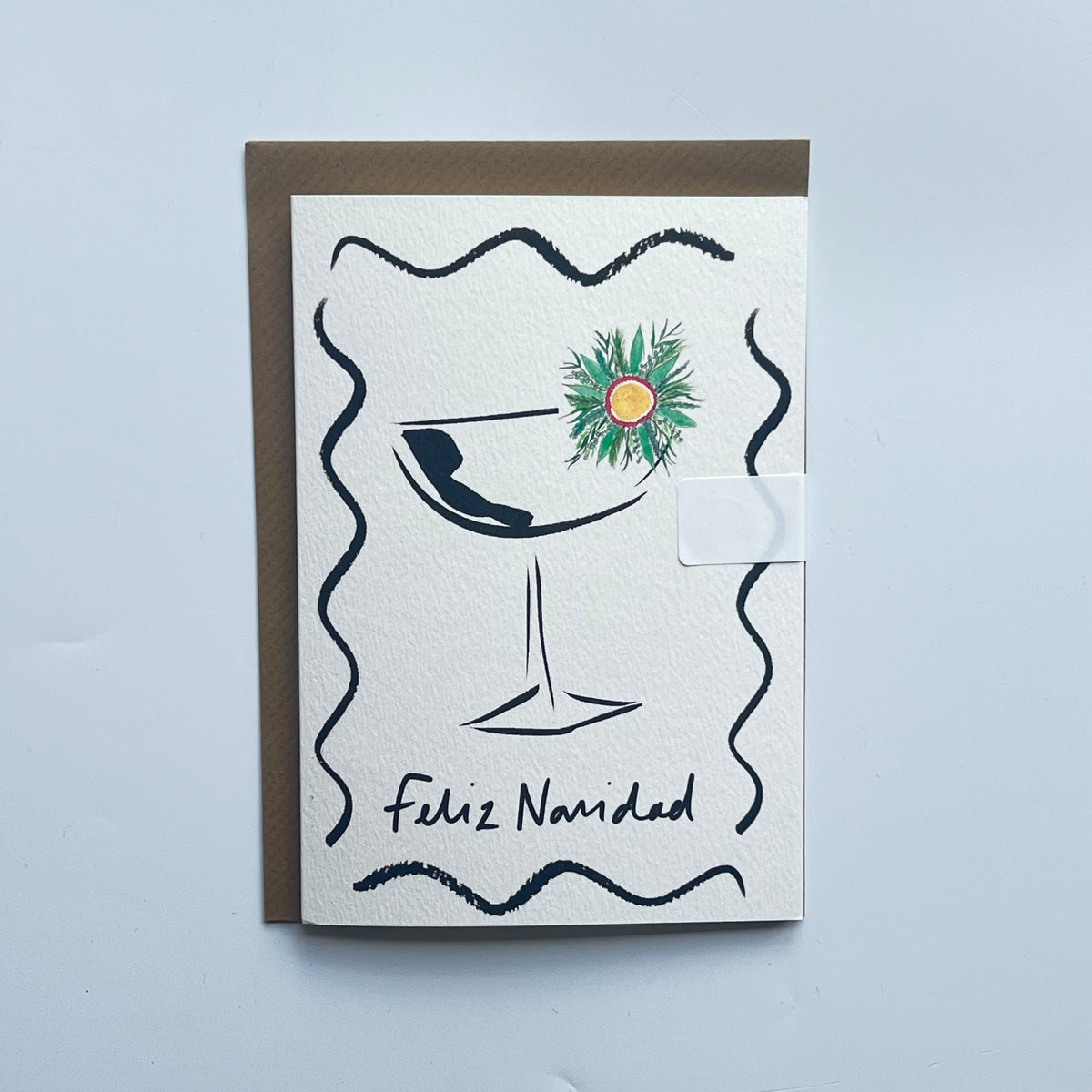 Feliz Navidad Celebration Christmas Card | Christmas Card | Christmas Floral Cocktail Card