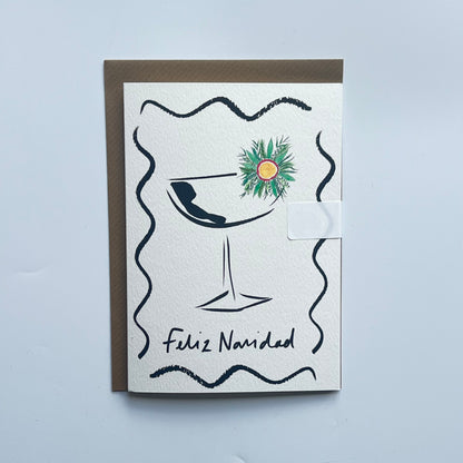 Feliz Navidad Celebration Christmas Card | Christmas Card | Christmas Floral Cocktail Card