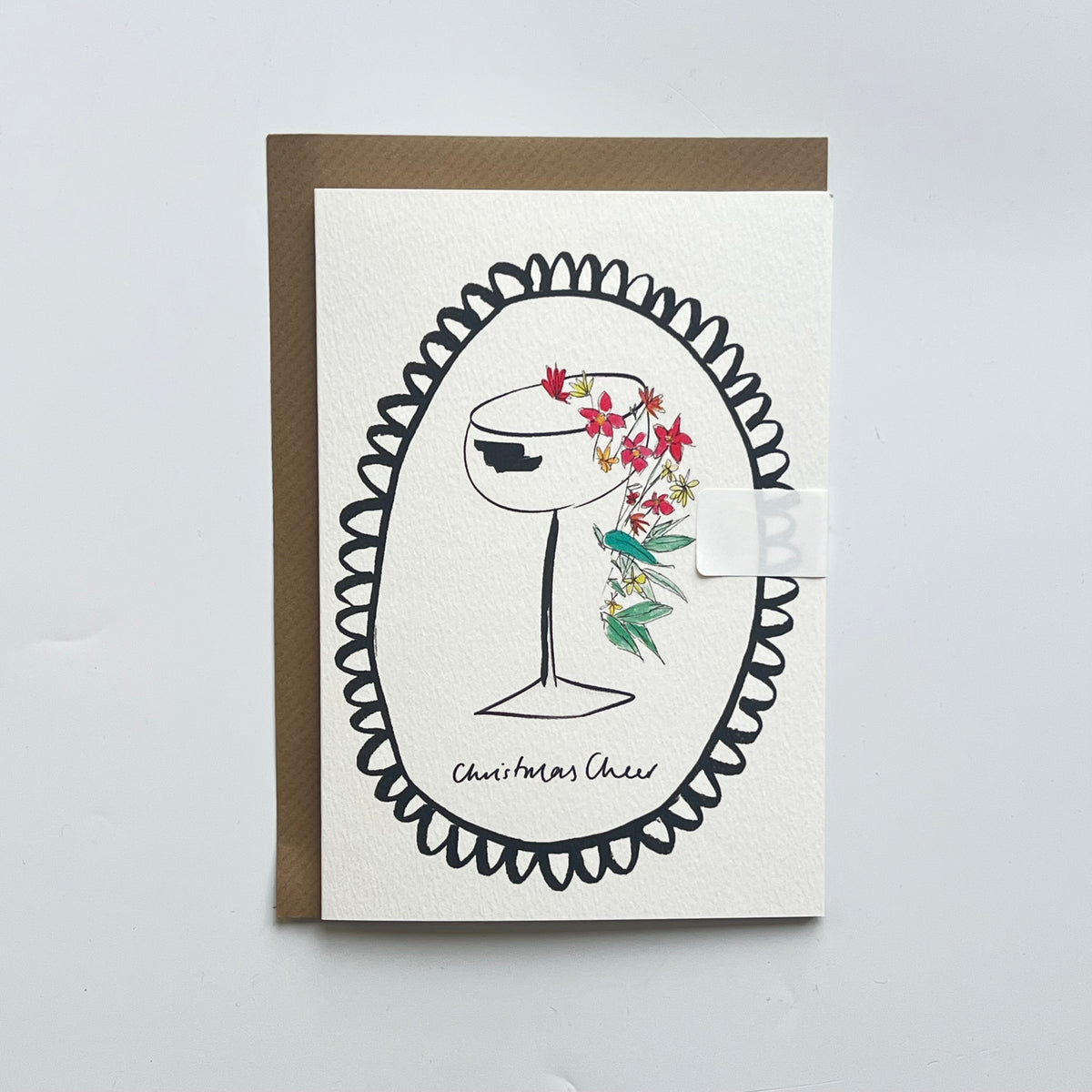 Christmas Cheer Christmas Card | floral cocktail Christmas card