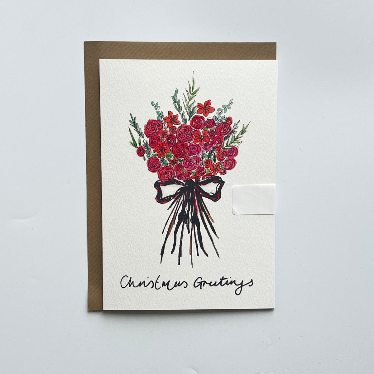 Christmas Greetings Floral Bouquet Greeting Card | Christmas Card | Christmas Bouqet