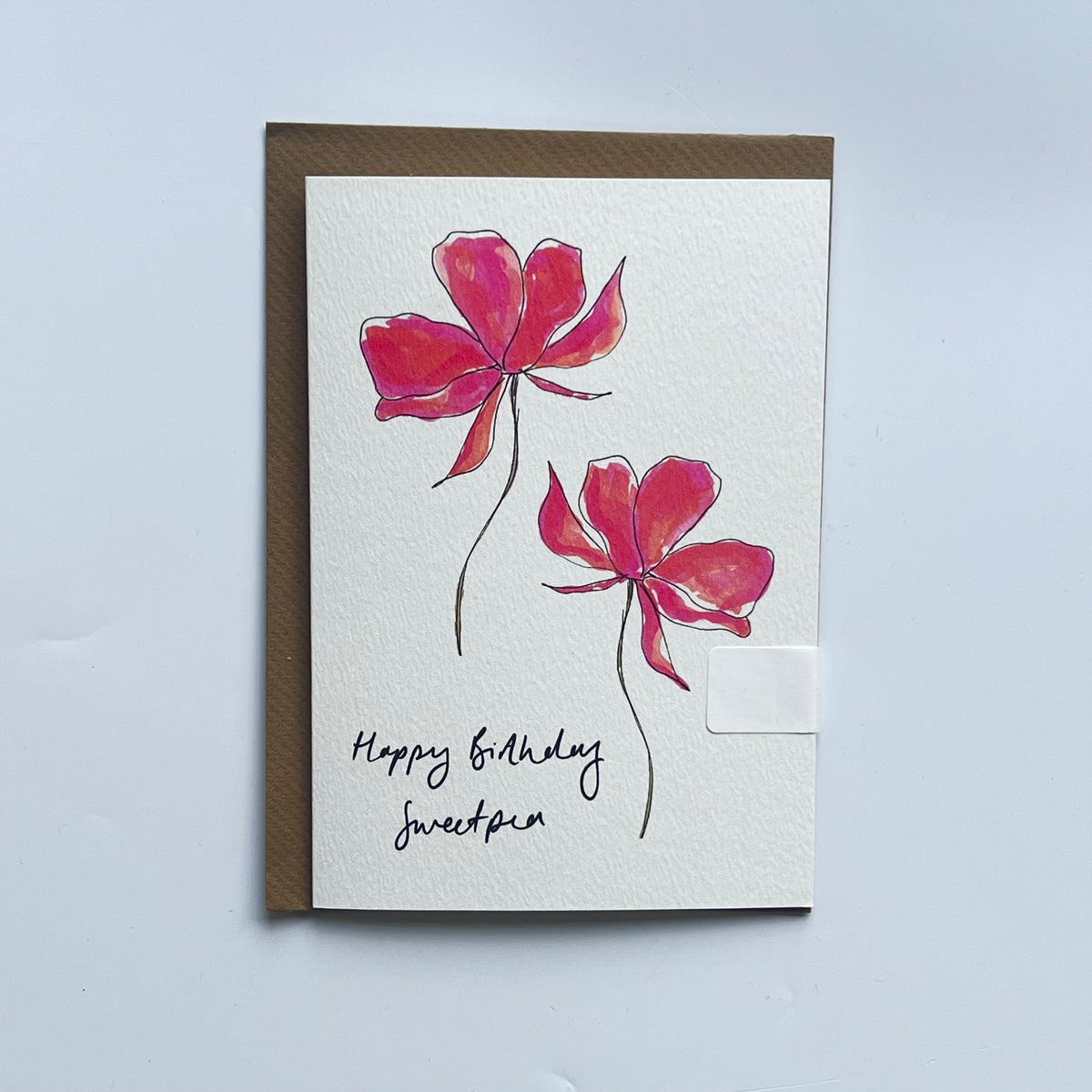 Happy Birthday Sweet Pea Card | Pink floral Birthday Card