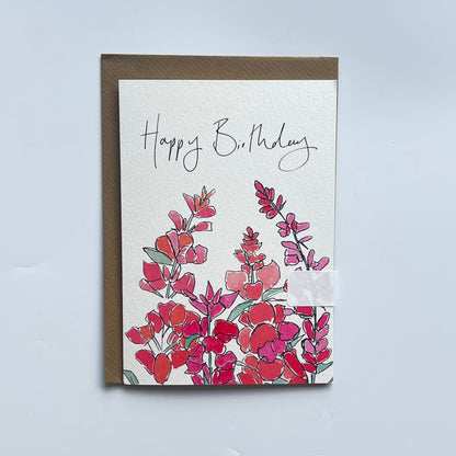 Happy Birthday Snapdragon card | Snapdragon Card | Pink Floral Card