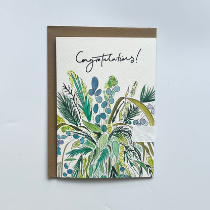 Congratulations Foliage Greeting Card | Floral Celebration Card