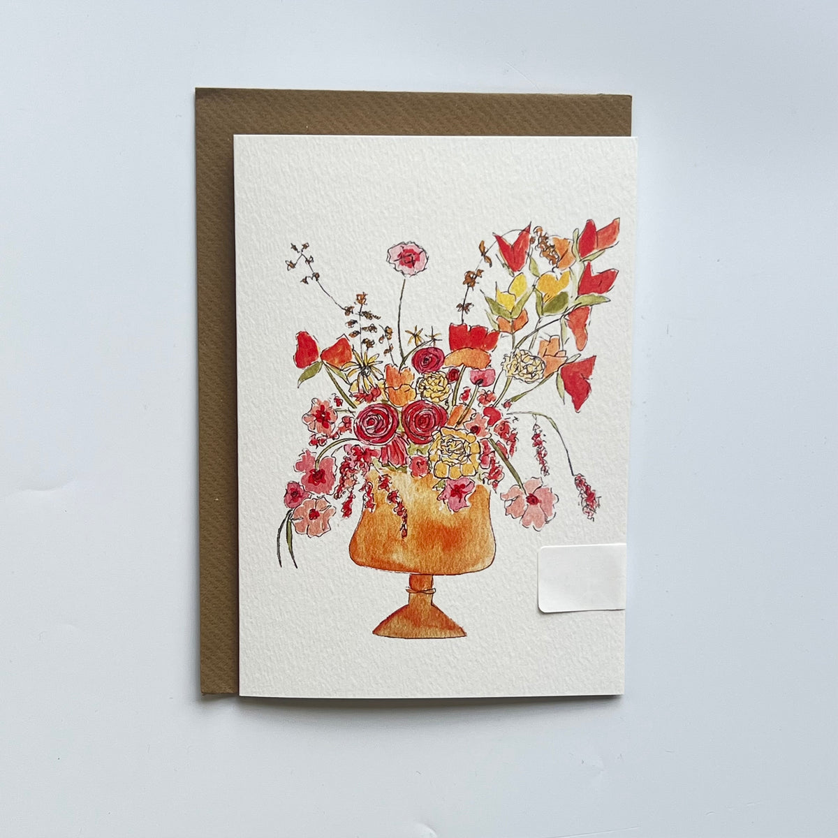 Red and Gold Floral display greeting card | Floral blank Card
