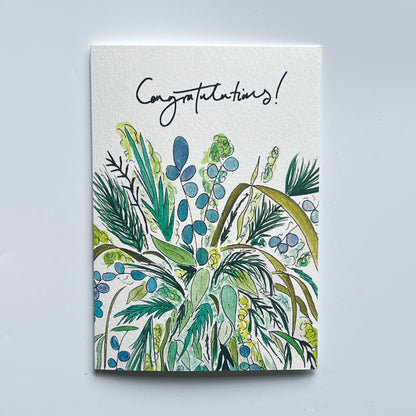 Congratulations Foliage Greeting Card | Floral Celebration Card