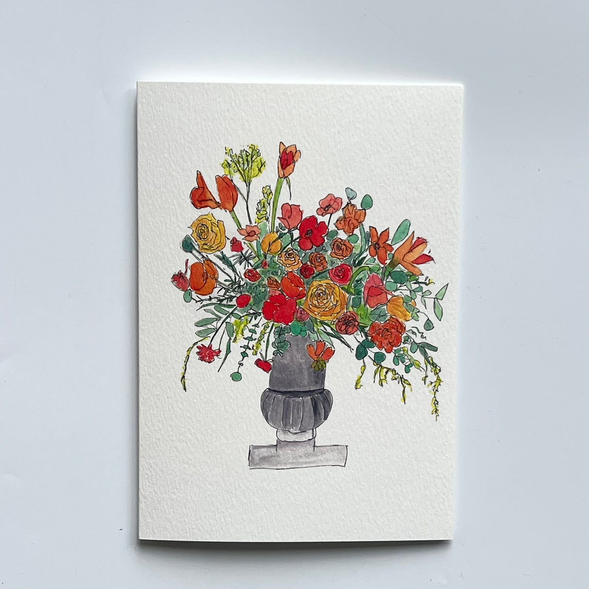 Red and Orange Floral Display Greeting Card | Floral notecard