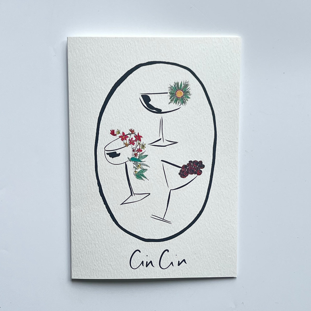 Cin Cin Christmas Greeting Card | Floral Christmas Cocktail Card