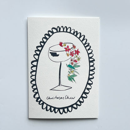 Christmas Cheer Christmas Card | floral cocktail Christmas card