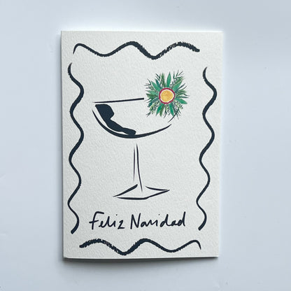 Feliz Navidad Celebration Christmas Card | Christmas Card | Christmas Floral Cocktail Card