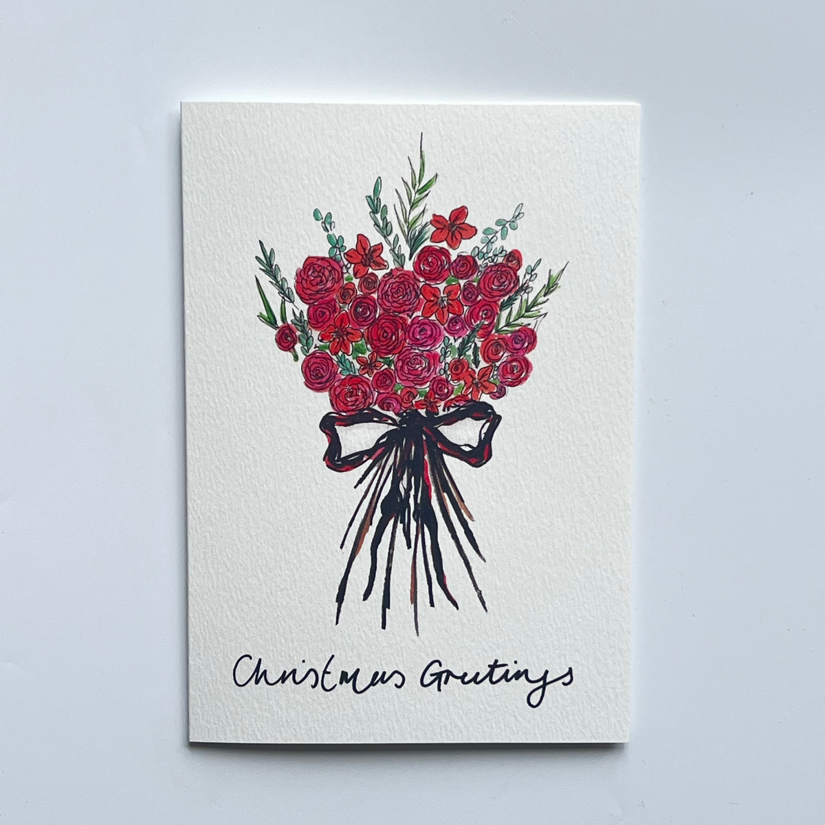 Christmas Greetings Floral Bouquet Greeting Card | Christmas Card | Christmas Bouqet