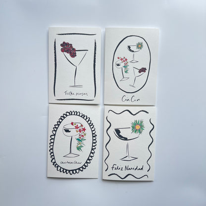 Tis the Season Christmas Card | Floral Cocktail Christmas Card