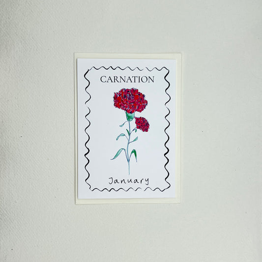 January Birth Card - Carnation