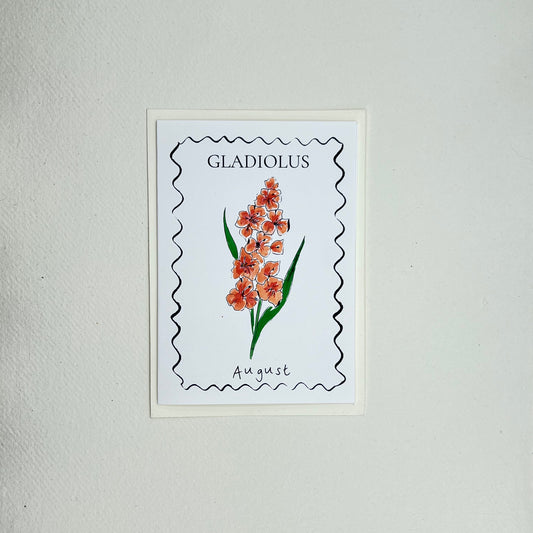 August Birth Card - Gladiolus