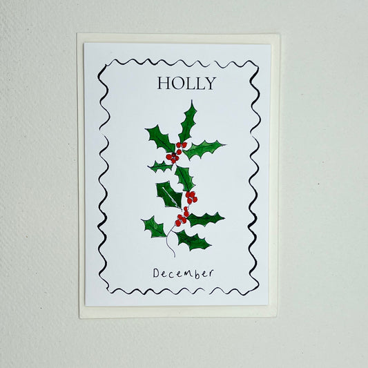 December Birth Card - Holly