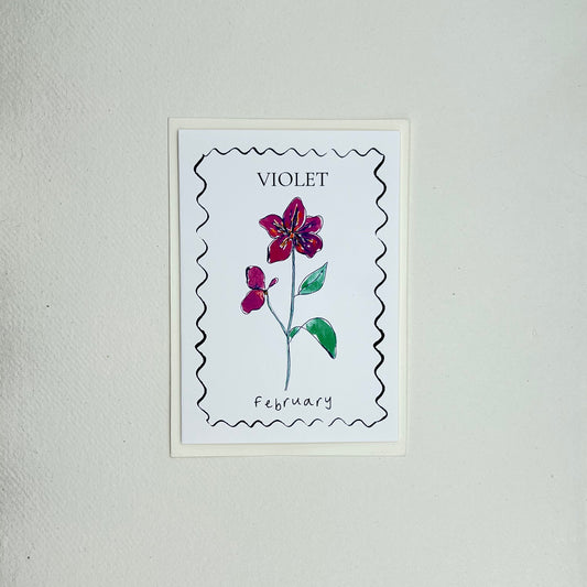 February Birth Card - Violet