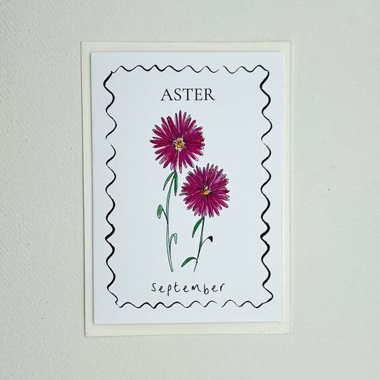 September Birth Card - Aster