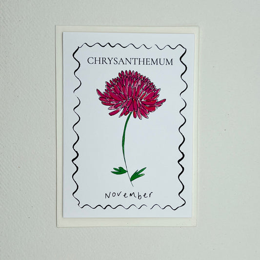 November Birth Card - Chrysanthemum