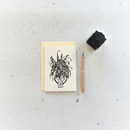 Monochrome Full Bouquet Greeting Card