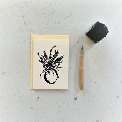 Monochrome Round Vase Greeting Card | Blank vase Card