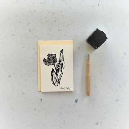 Parrot Tulip Card | Art Print Card | Monochrome Tulip Card