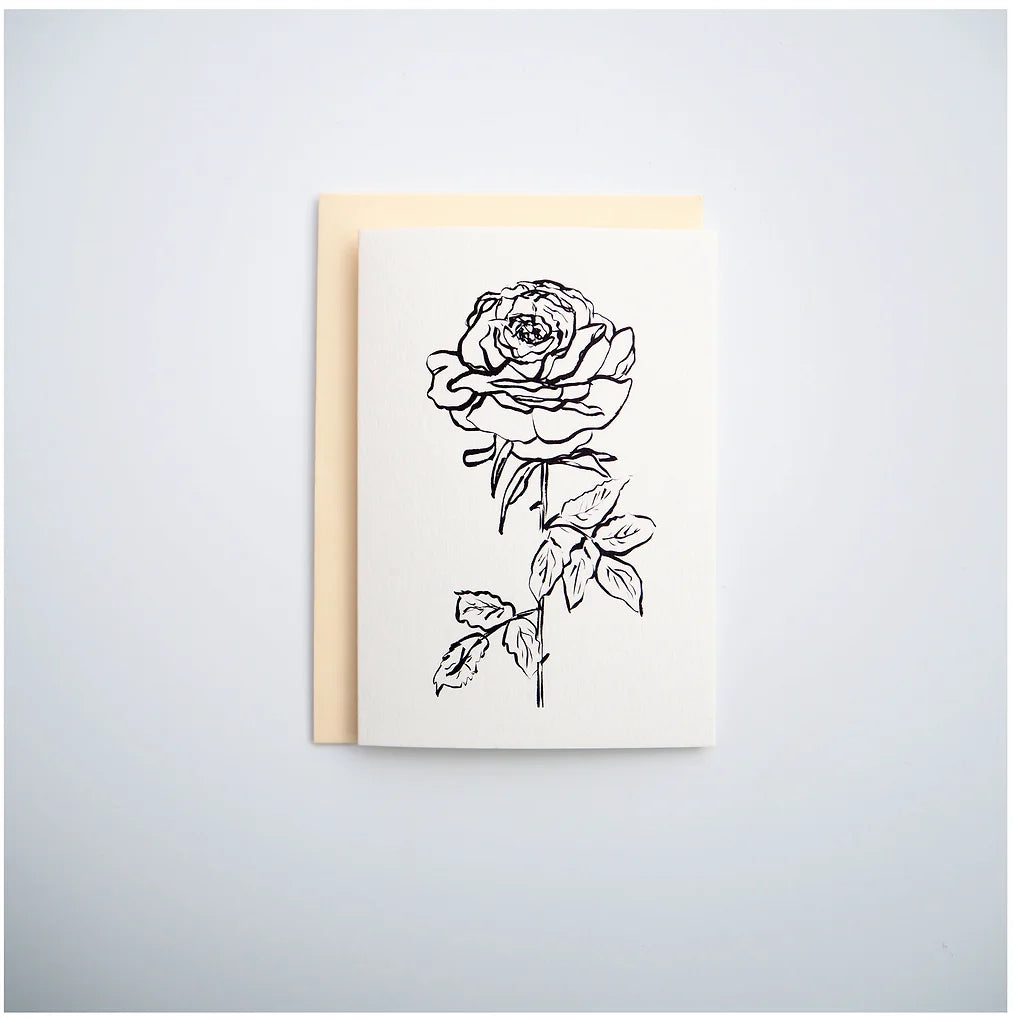 Beautiful Single Rose blank Card | Rose Notelet  | Monochrome Rose
