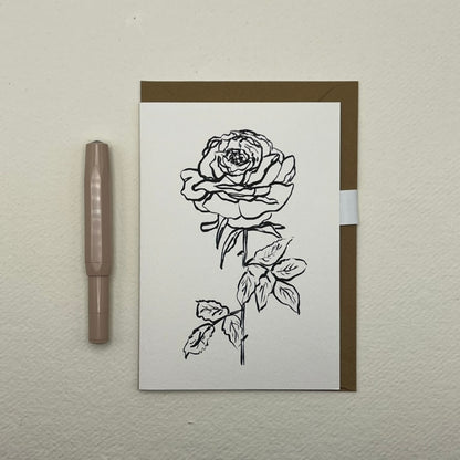 Beautiful Single Rose blank Card | Rose Notelet  | Monochrome Rose
