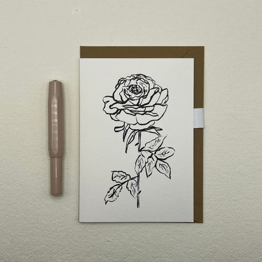 Beautiful Single Rose blank Card | Rose Notelet  | Monochrome Rose