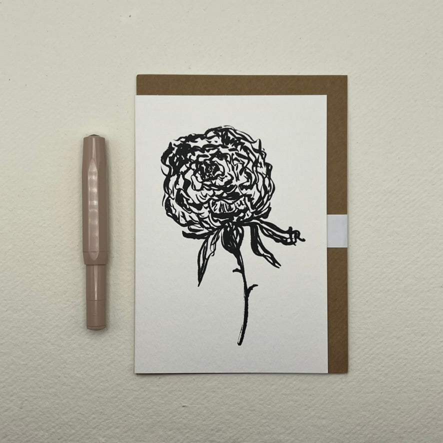 Open Peony Greeting Card | Peony Art Card