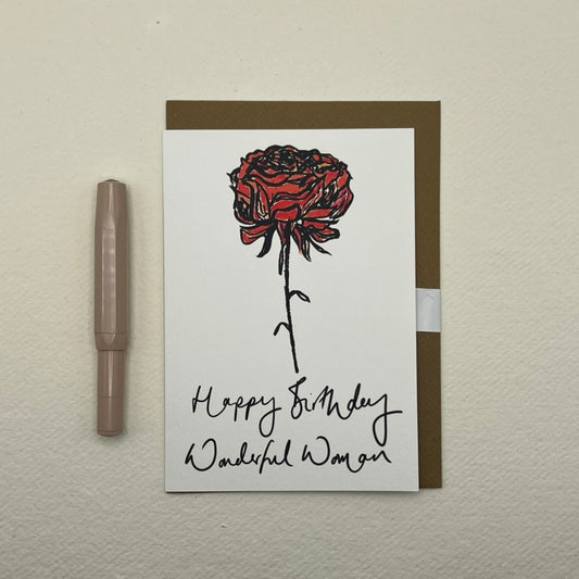 Wonderful Woman Birthday Card | Rose birthday card