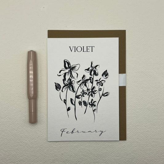 February Birth Flower Card | Violet Birthday Card
