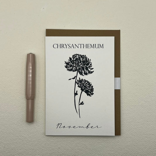 November Birth Flower Card | November Birthday Card | Winter Birthday Card